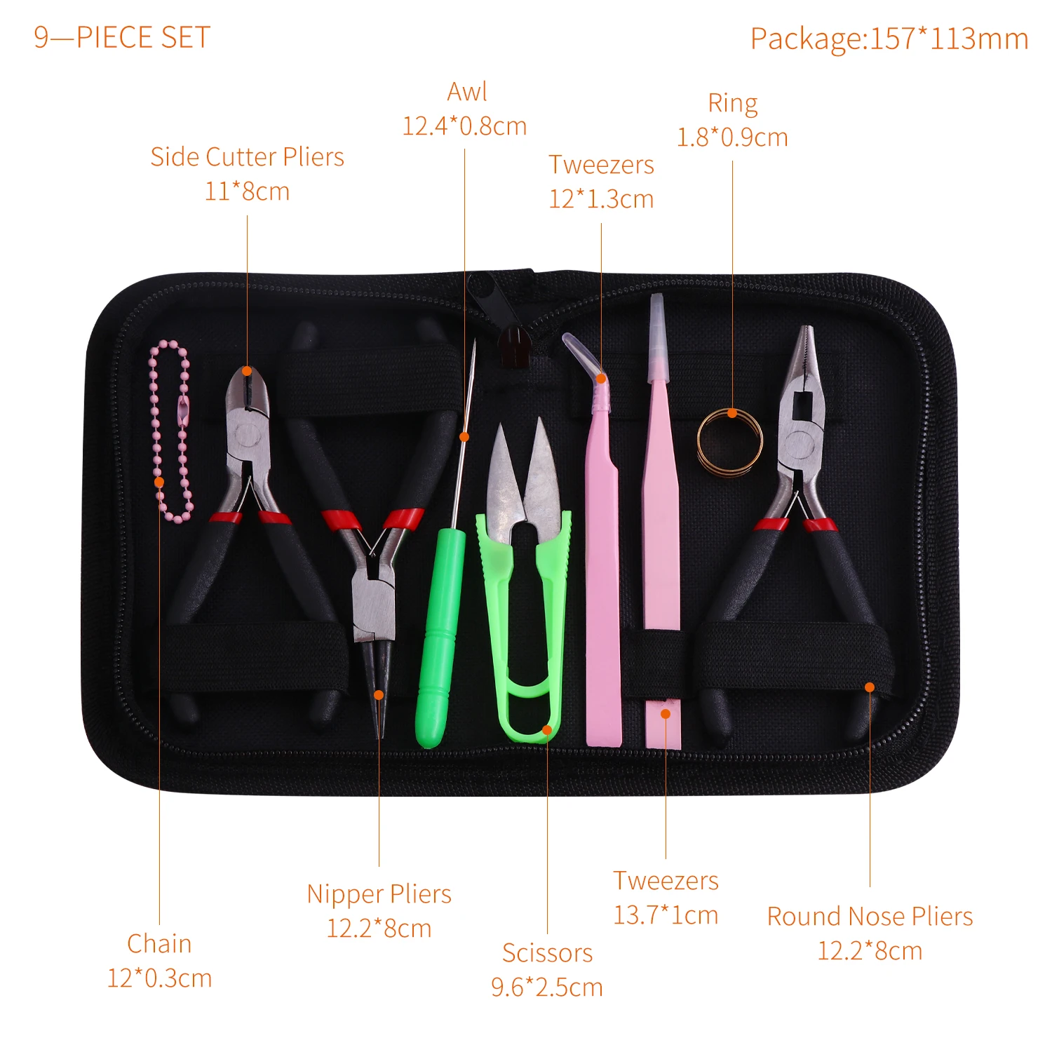 High Quality DIY Jewelry Making Tool Kits Pliers Sets Round Nose Plier Side Cutting Pliers Wire Cutter Scissor Beading Tweezers
