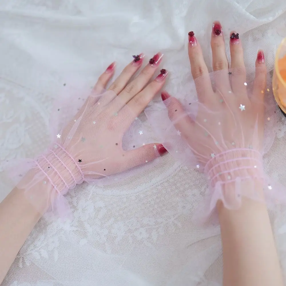 Fashion Accessories Star Glitters Mesh Arm Sleeves Breathable Shining Cuffs Sleeves False Sleeve Cuffs Nails Photography Studio