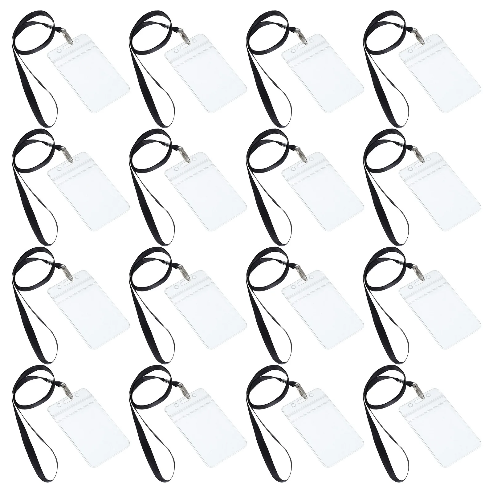 

10Sets Clear Id Card Holder Lanyard PVC Badge Display Holder Vertical Name Badge Tags for Office School Conference Music