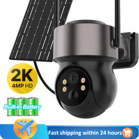 Outdoor PTZ IP Camera 4MP HD Built-in 7800mAh Wifi Camera Recharge Battery Wireless Solar With Solar Panel PIR Human Alarm iCsee