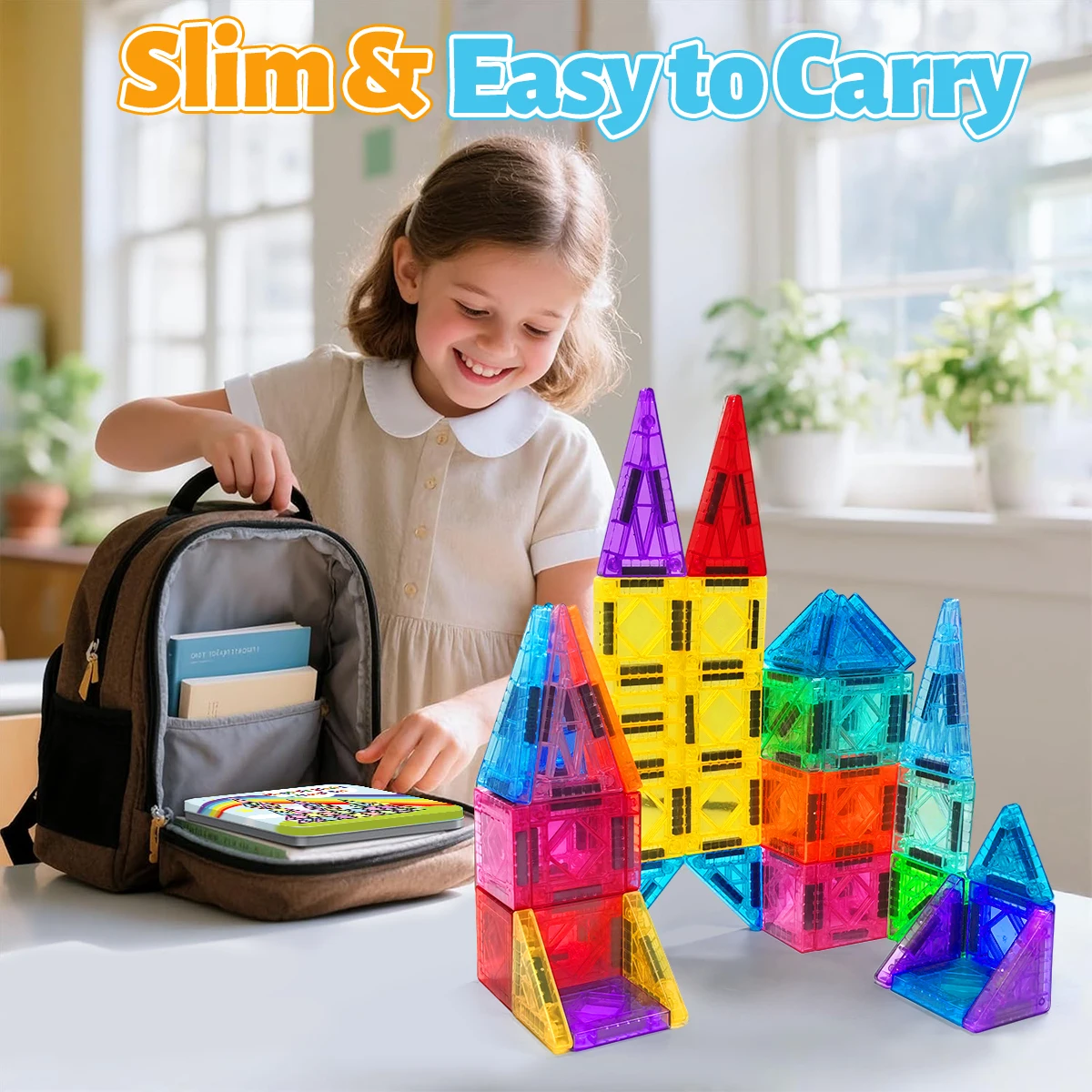 62/68 قطعة اللبنات المغناطيسية مجموعة البناء لتقوم بها بنفسك لعبة تعليمية مونتيسوري الحسية للأطفال هدايا مع صندوق حديد #5