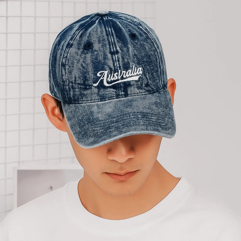 

Korean Style Denim Baseball Cap Adjustable Cotton Letter Embroidery Peaked Cap Wide Brim Sunscreen Casual Duckbill Hat Women