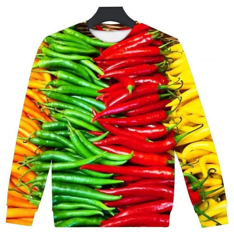

New 3D Printing Red Pepper Fashion Men Women Tracksuits Crewneck Hip Hop Sweater Plus Size S-7XL Harajuku Seasons Casual