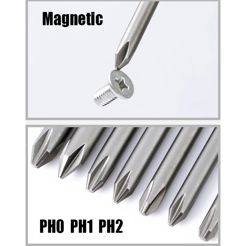 50mm 75mm 100mm 150mm 전기 크로스 스크루 드라이버 비트 필립스 마그네틱 배치 헤드, PH0 PH1 PH2 육각 섕크 임팩트 스크루 드라이버 드릴
