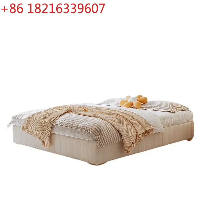 YAO Nordic Light Luxury Bedside Bed Modern Simple Bedroom Cream Style No Back Floor Storage Fabric Bed