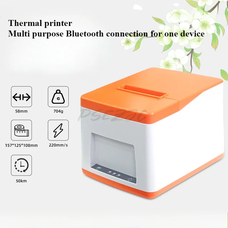 Portable Multifunctional Desktop 58mm Printer with Automatic Paper Cutting, USB+Bluetooth Thermal Receipt Printer