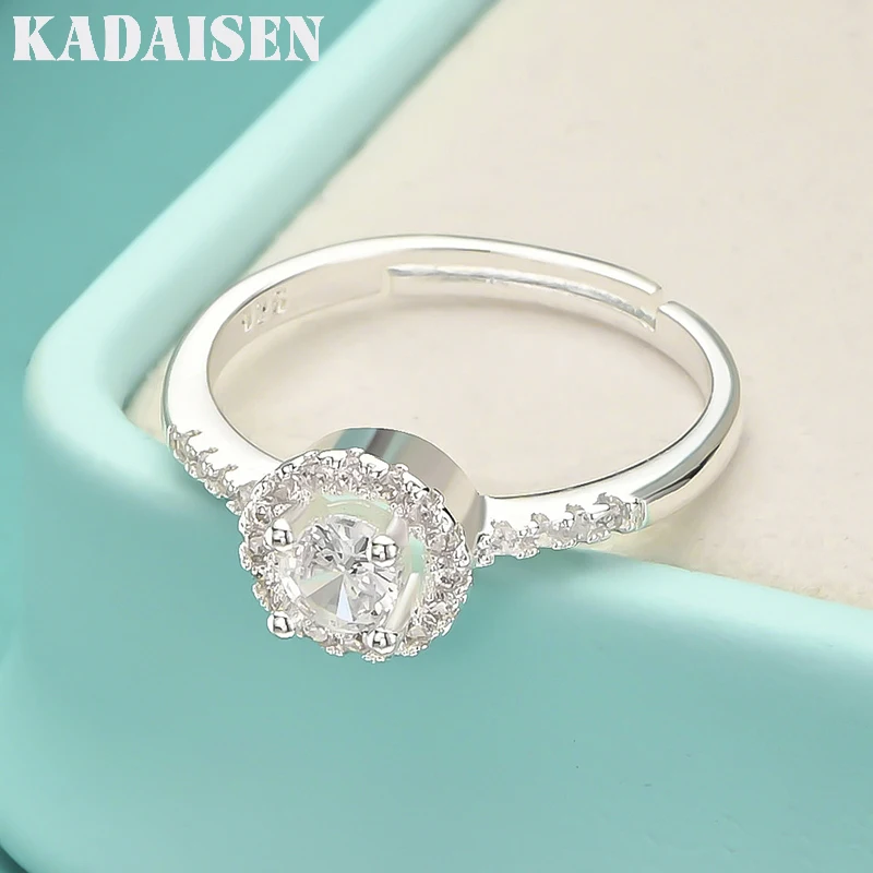 

925 Sterling Silver Open Ring Engagement Lovely White Zircon Crystal Wedding Party For Women Lady Jewelry Hot Nice