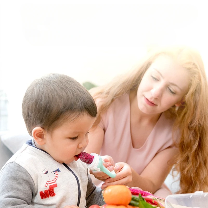 1PC Silicone Baby Fruit Feeder with Cover Baby Nipple Fresh Food Vegetable Supplement Soother Nibbler Feeding Teething Pacifier Kitchen Utensils Baby Spoons Coisas De Bebe Platos Para Bebé De Silicón