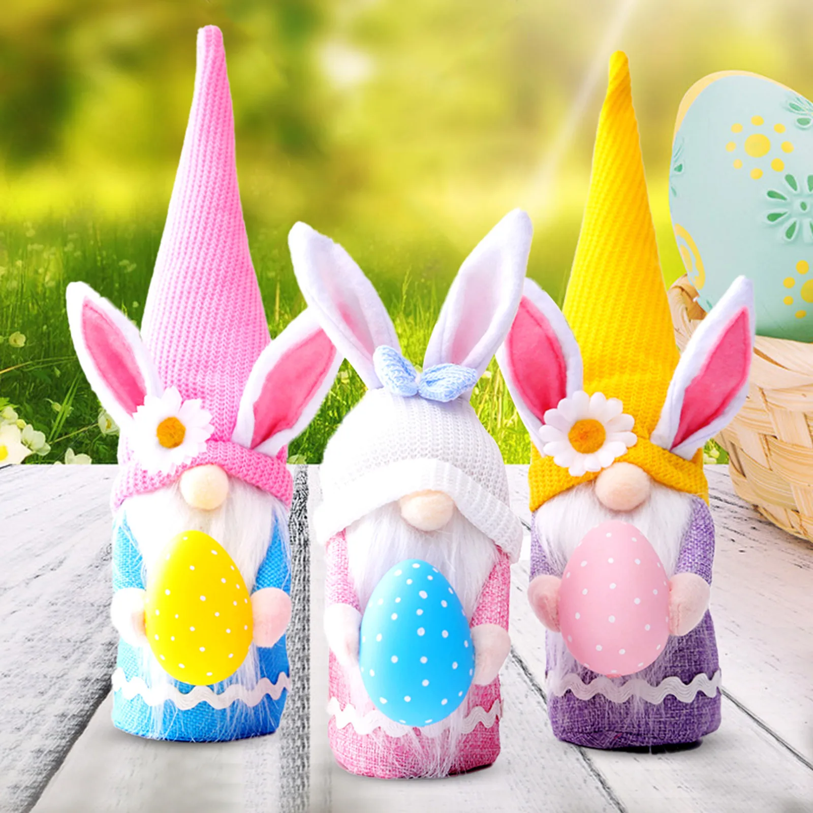 

Charming Easter Bunny Gnome Set: 3PCs Faceless Decoration for Home Adorable Carrot Dwarf Easter Decorations