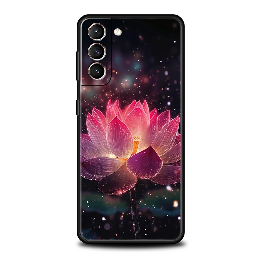 삼성 갤럭시 S25 S24 S23 S22 S20 S21 FE 울트라 S10 S10E S9 플러스 5G 소프트 TPU Fundas 커버 Capas 가방에 대한 연꽃 전화 케이스