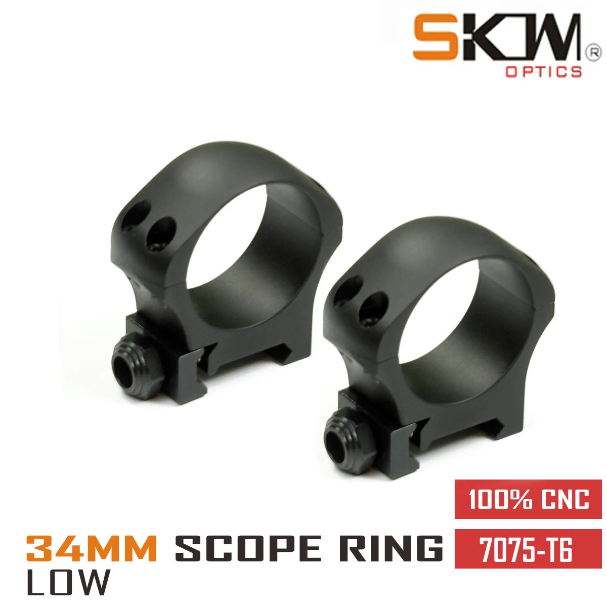 

SKWGEAR 34mm Scope Rings Low RifleScope 7075-T6 Tactical Mount Fit Picatinny CNC