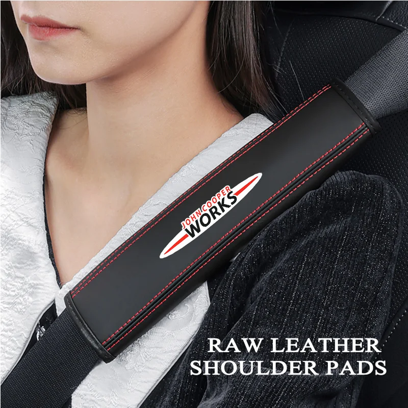 2 uds alta calidad cinturón de seguridad de coche protección hombrera cubierta para Mini Works CooperS JCW One F55 F56 R55 R56 R60 accesorios de coche
