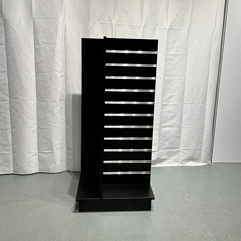 Custom.4 Seitliche Lamellenwand mit Aluminiumeinsatz, Turmplattenwand, rotierende Schmuckpräsentation