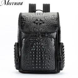 Marrant Men's Genuine Leather Backpack Bag For Men Laptop Bag Student School Bag For Books Crocodile Pattern Designer Bag