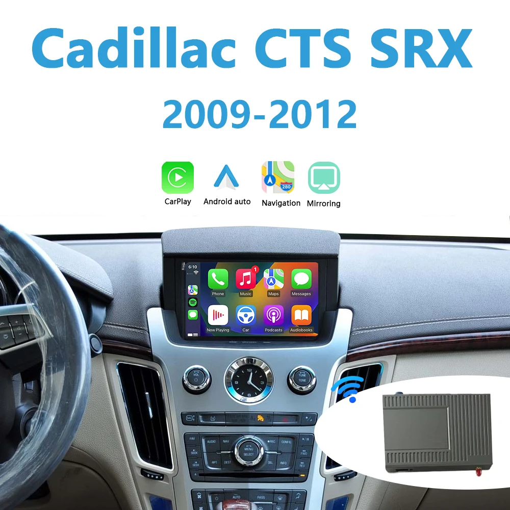 Cadillac Apple CarPlay for CTS SRX 2009-2012 Retrofit Wireless Android Auto Plug&Play Add Reverse Camera iPhone Mirror