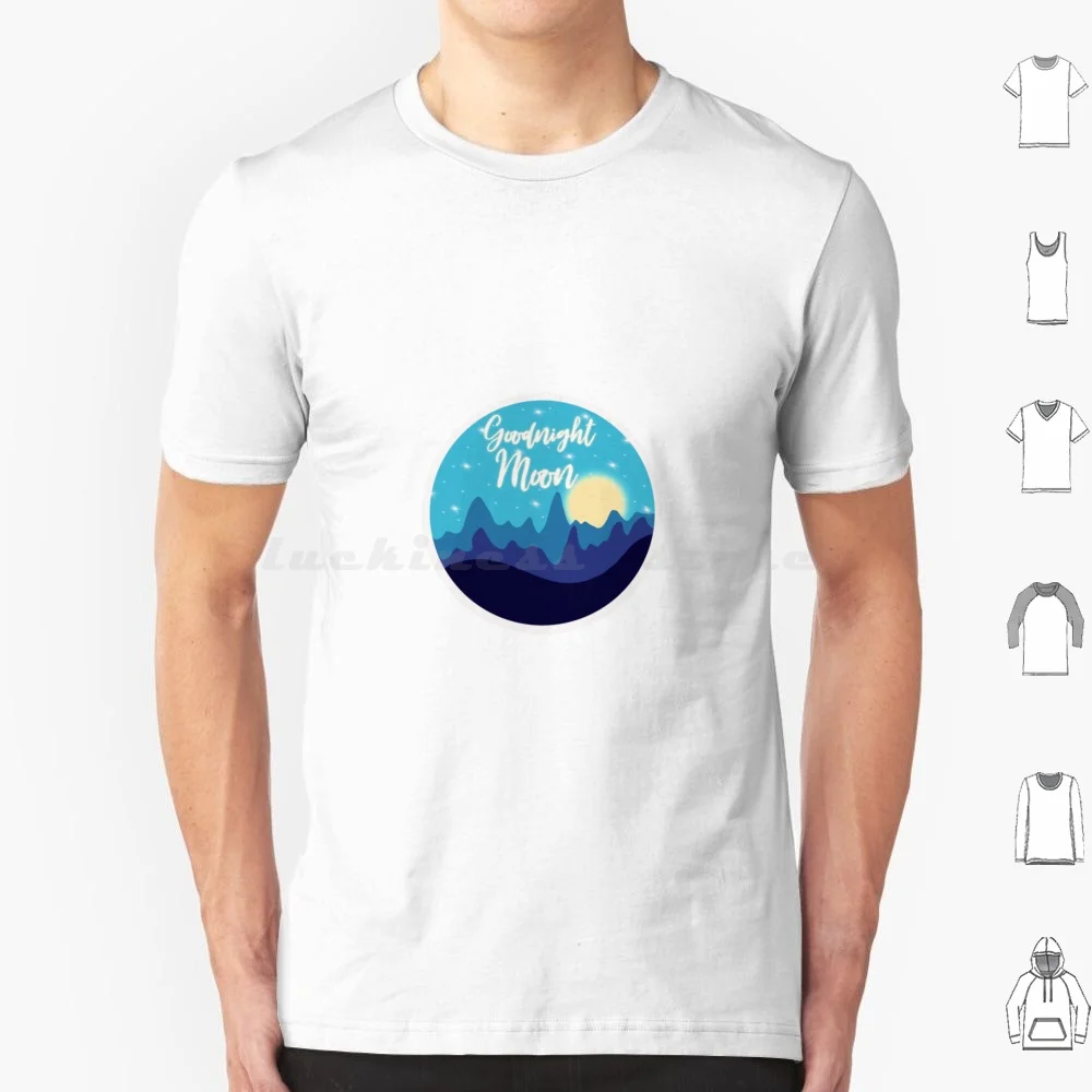 

Футболка Goodnight Moon, большой размер, 100% хлопок, надпись Goodnight Moon, лунный свет, горы, ночное время, природные пейзажи, звезды