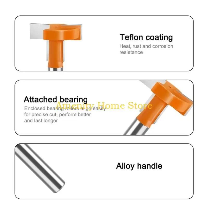 F26C T Track Slotting Router Bit Router Bit 8mm Schank metalen frezen Cutter voor houtgraving Tool T Slot Cutter Accessoires