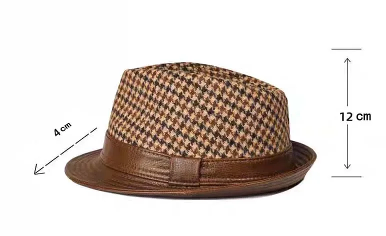 New Man High Quality Genuine Leather Cowhide Formal hat Gentleman Cow Skin Short Brim Black/Brown Top Hat Male Shows Gentleman