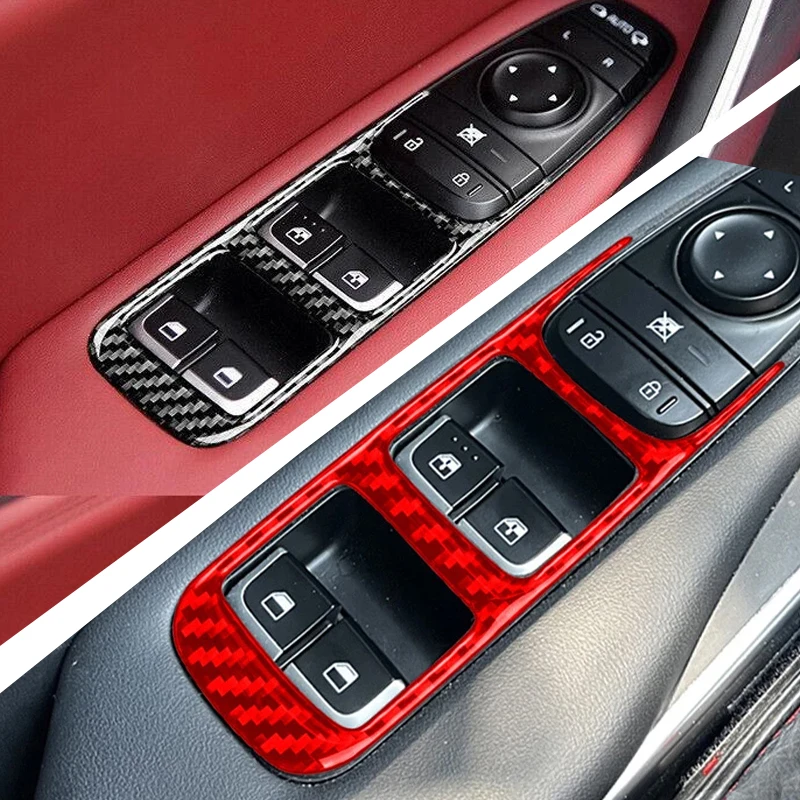 

Для Kia Stinger 2018-2025 ABS углеродное волокно красного цвета, кнопка переключателя подъема окна, отделка панели (левая рука), автомобильные аксессуары, интерьер
