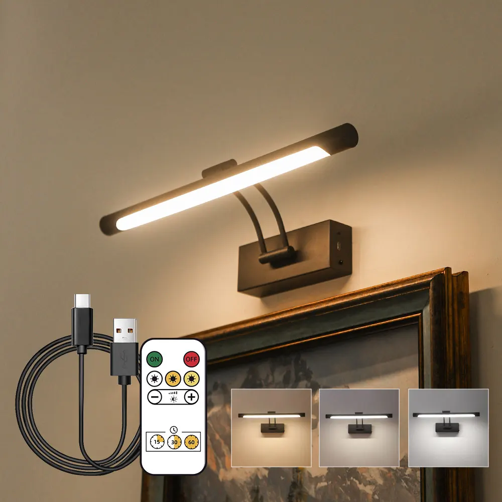 Настенный светильник с изображением 4000 мАч, светодиодный беспроводной настенный светильник, трехцветный, с регулируемой яркостью, с дистанционным художественным дисплеем, перезаряжаемый на батарейках