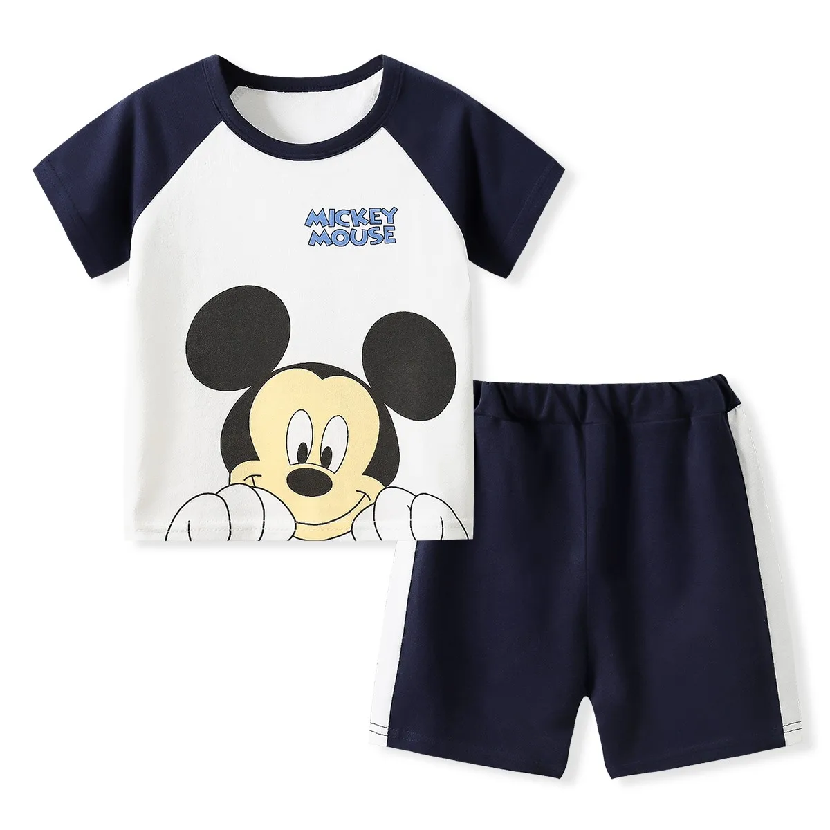 Tute a maniche corte t-shirt topolino pantaloncini tinta unita estate nuovi costumi abiti ragazzi Baby Cute Tees + Shorts Casual 2 pezzi