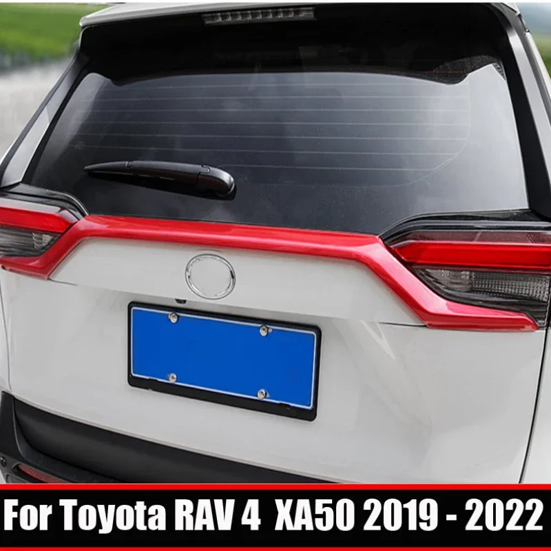 

For Toyota RAV4 RAV 4 XA50 2019-2023 ABS black Rear door Upper Trunk Lid Cover Trim Carbon Fiber Tailgate Boot Protection Strip