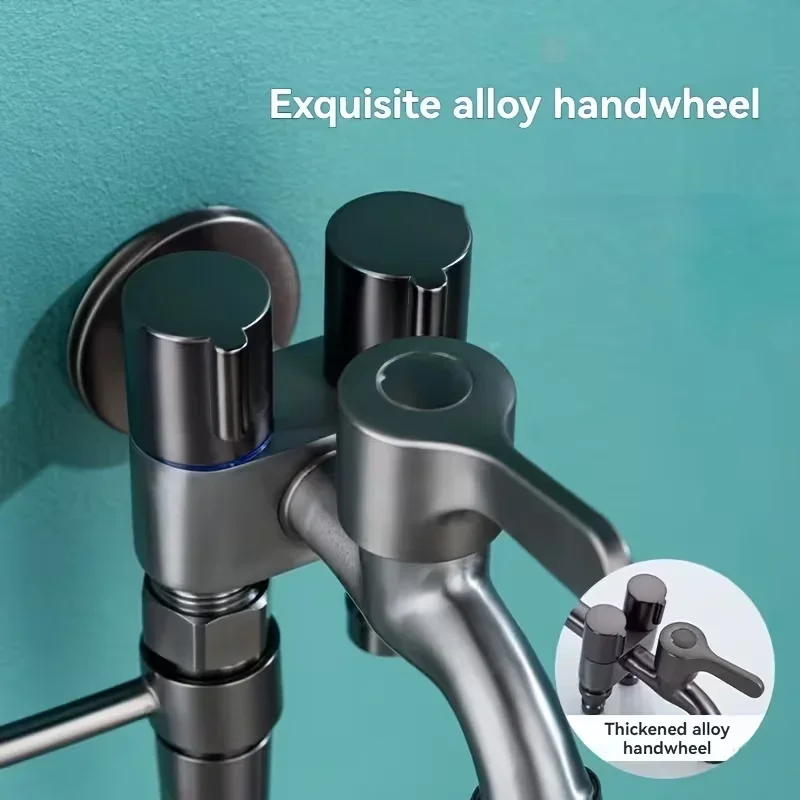 Multifunction Three Tap Faucet Dual Control Double Outlet Angle Valve Flushing Spray Three Way Water Tap Easy To Install