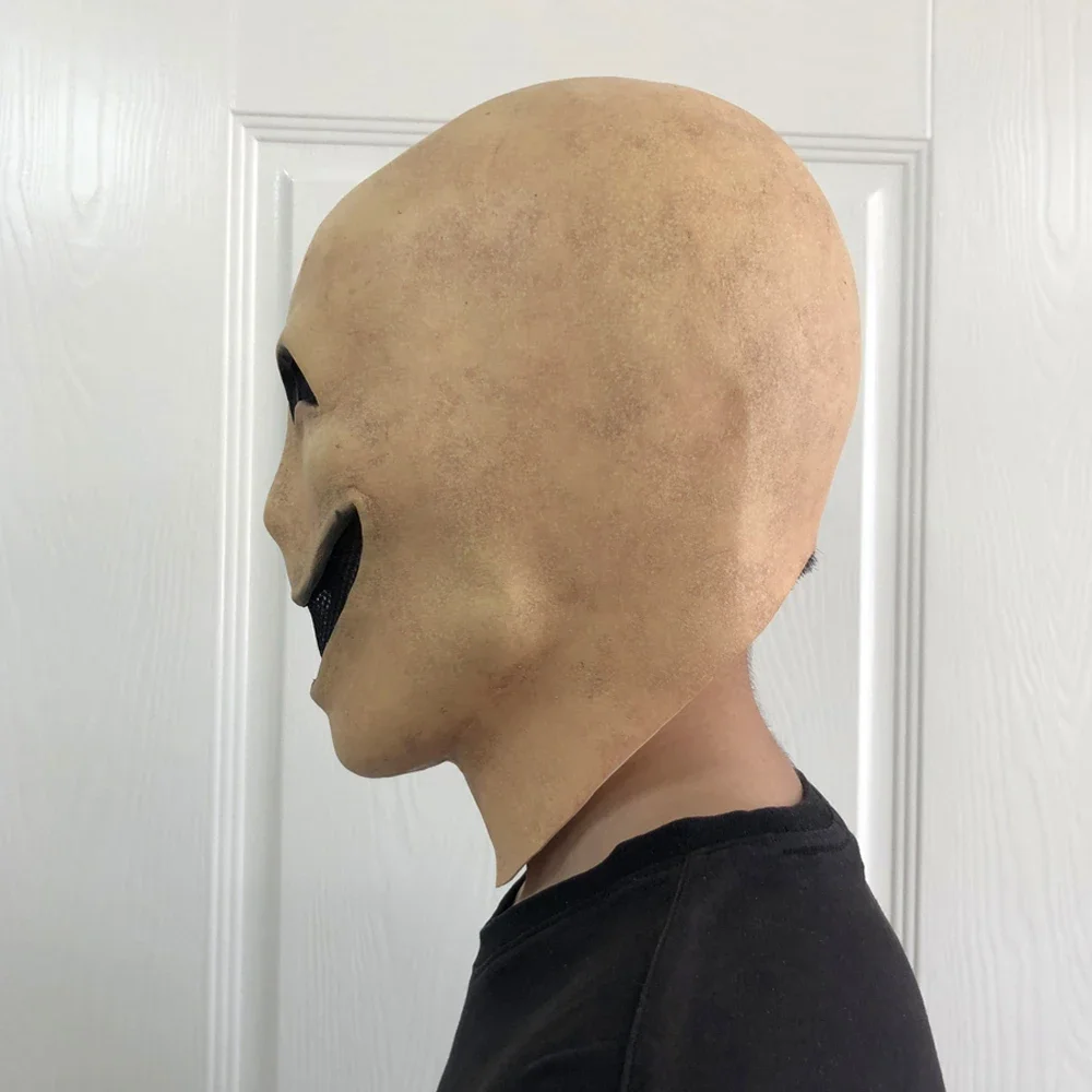 Horror Smile No Face Man Mask Cosplay Creepy Alien Monster Demon Latex Helmet Halloween Carnival Party Costume Props For Adult