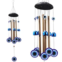 YEBON Blue Evil Eye Amulet Wind Chimes Bells Outdoor Decor,Metal Windchimes for Garden Patio Backyard Home Decor