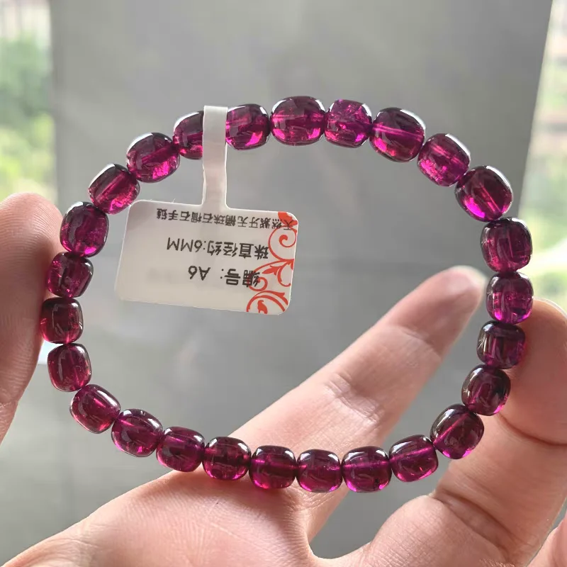 Natural Purple Garnet Clear Beads Bracelet 6mm Gemstone Women Men Red Garnet Jewelry Stretch 6mm 7mm 8mm AAAAAA