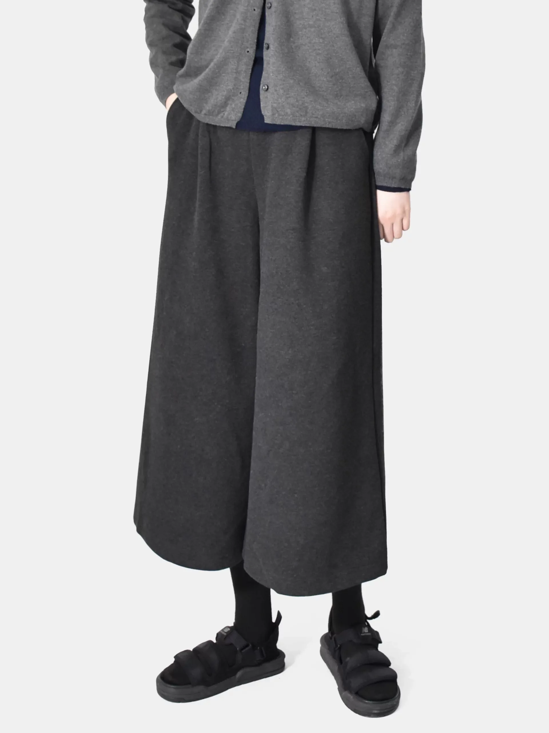 

Deep ey Soft Comfortable Mid-Thi Wide Leg Elastic Waist Casual Pants Versatile Commute Artistic Sle for All Seasons