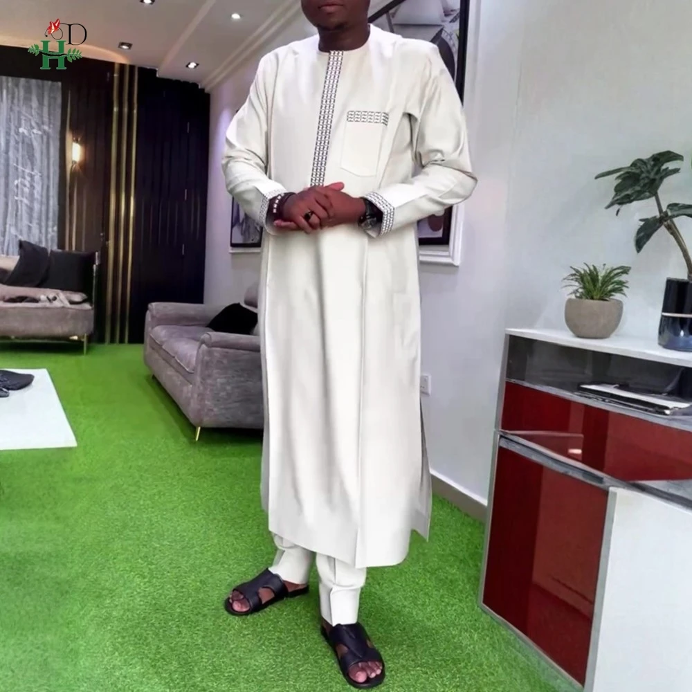 Neue afrikanische traditionelle Kleidung für Geschäftsleute, Stickerei, Dashiki-Robe, Hemd und Hose, 2-teiliges Outfit, Hochzeit, Party, 2025