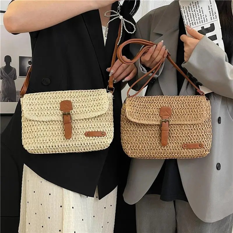 

New Fashionable Straw Women's Bag, Trendy Vacation Casual Shoulder Crossbody Bag, Women's Versatile and Stylish Straw Bag