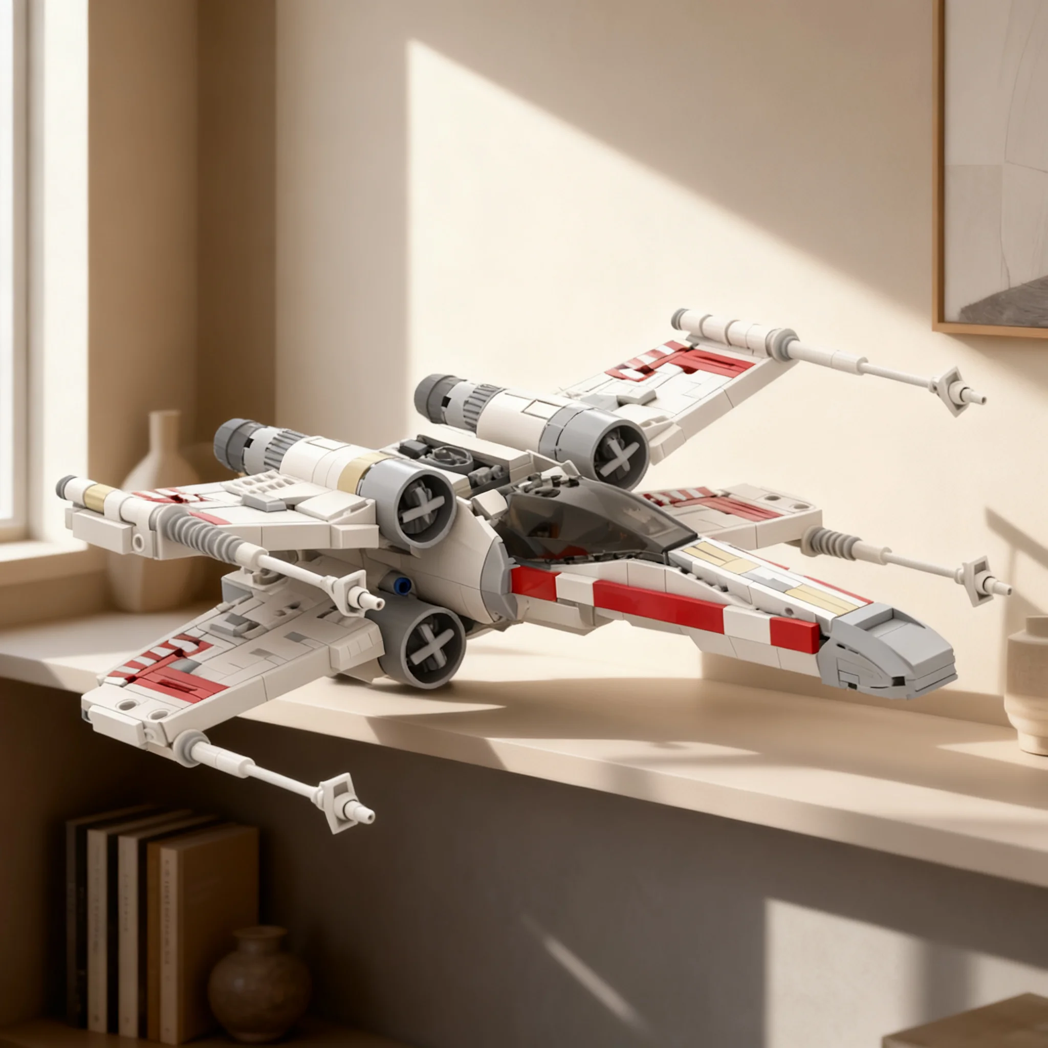 912pcs MOC Star Battle Red Five X Starfighter Model Building Blocks Collection Idea Assemble Art Creative 3D Display Education