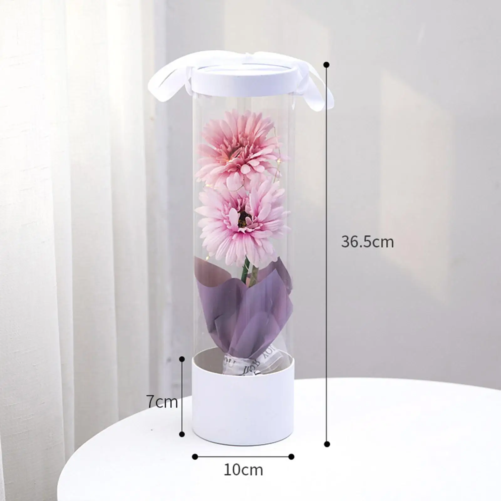 Single Flower Gift Box Cylinder Vase Valentines Day Gifts for Boyfriend Transparent Bouquet Gift Box for Mother's Day Couple