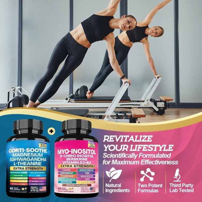 아르기닌 뉴로아민 캡슐 진정-부드러움 멀티비타민 미오-이노시톨 콤보 글리신 아슈와간다 L-테아닌 허브 블렌드-D