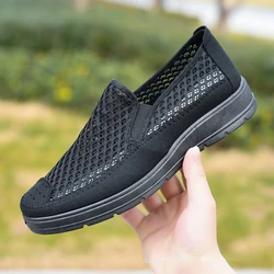 Breathable Men Shoe Summer Mesh Men Sports Shoes Anti Slip Wear-resistant Casual Shoes Light Middle Old Aged Shoes Slip-on Tenis