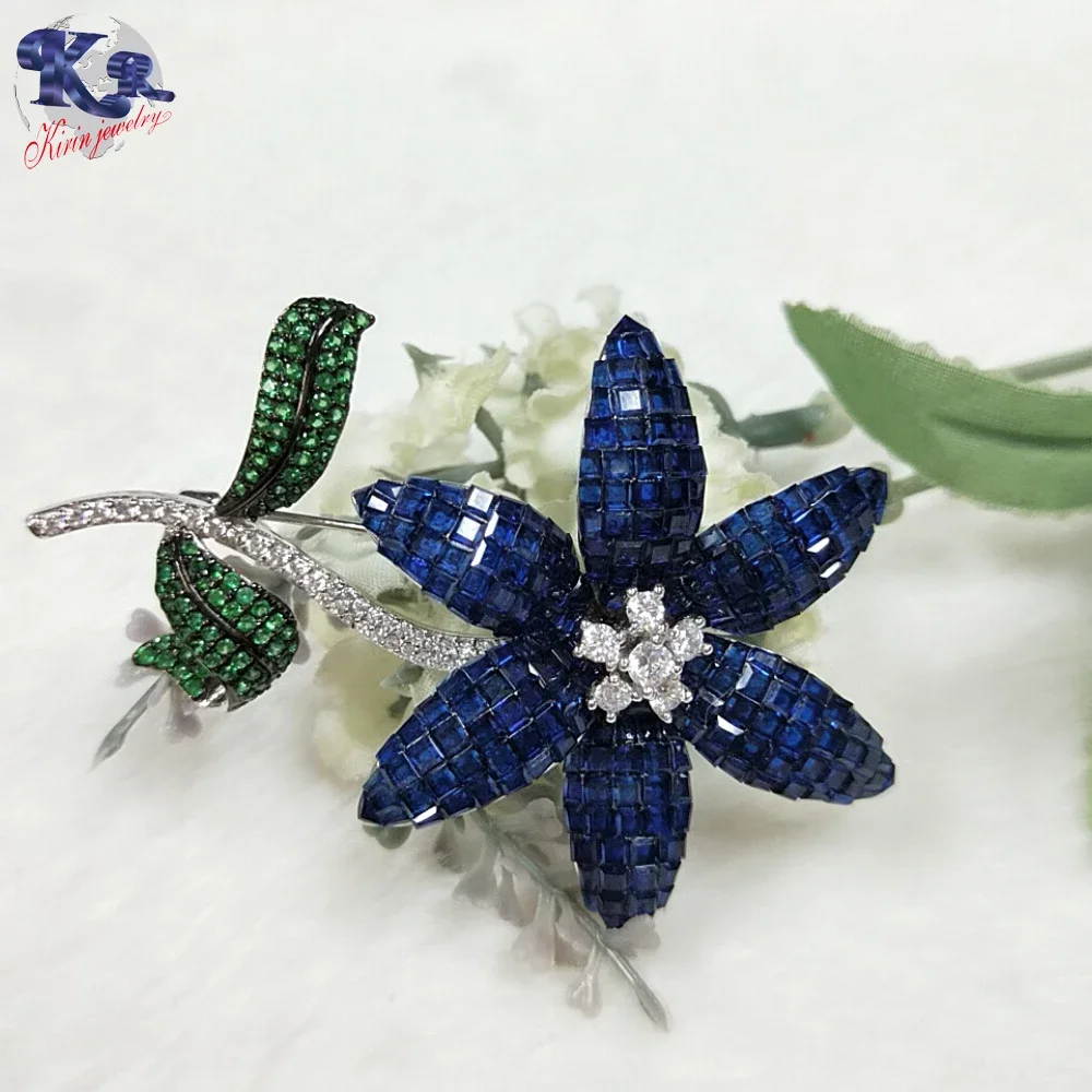 Wholesale 925 Silver Jewelry Gemstone Fashion Flower Wedding Brooch