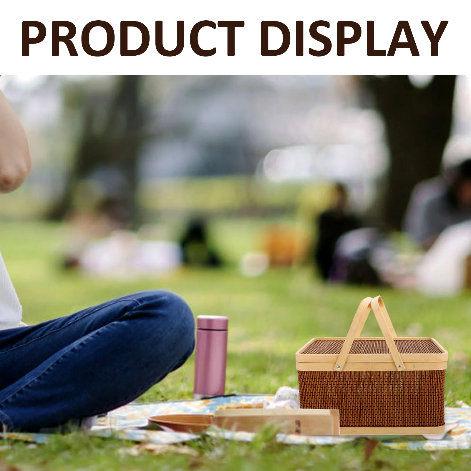 

Fruit Picnic Basket Beautiful Decorations Brown Bride Weaving Bamboo Material Storage Container Snack Pack Rural Style