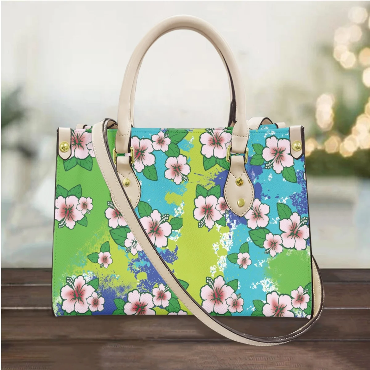 Colorful Hawaiian Flower Pattern Handbags Elegant Party Outdoor Street Messenger Bag Fashion High Quality Small Tote Bag Bolsos