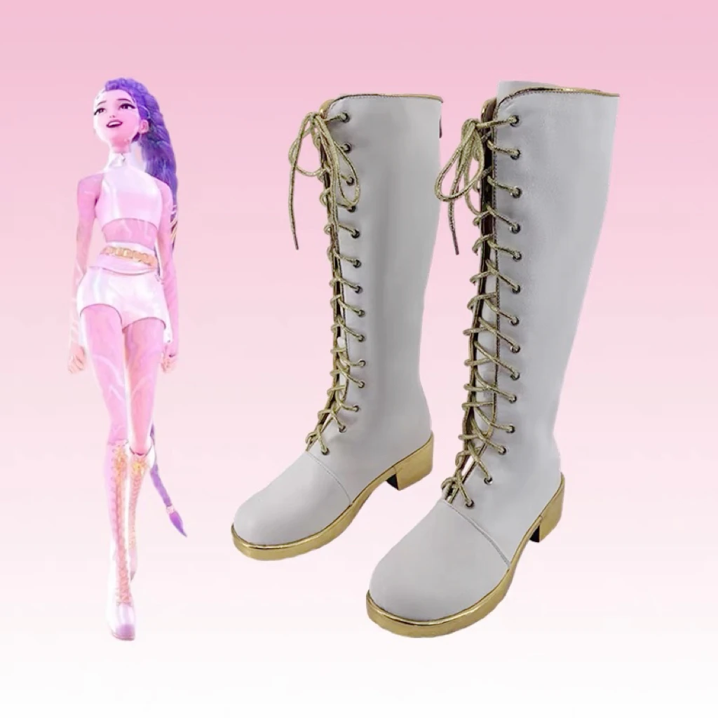 Nouveau chasseurs de démons KPop Cosplay Rumi Mira Zoey bottes en cuir PU blanc chant femmes Halloween carnaval fête