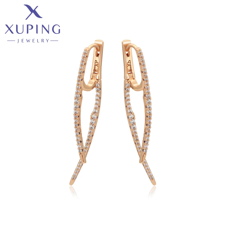 Xuping Jewelry Neu eingetroffene elegante modische Creolen mit goldfarbenen Ohrringen für Damen, Schmuck, Geschenk, X001135378 – Detail 9
