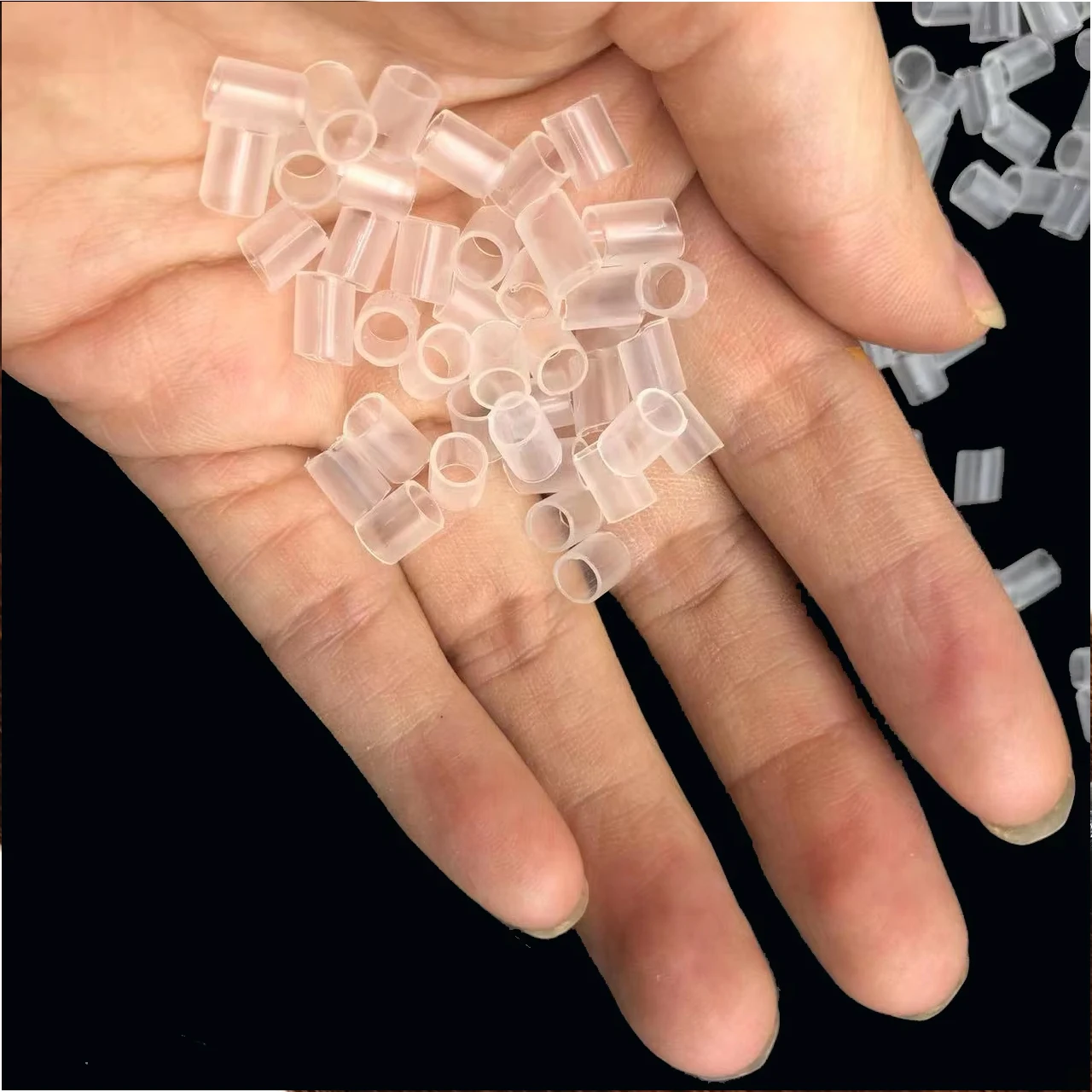 200pcs Hair Extensions Shrinky Clear Tubes Keratin Glue Lined Plastic for I-Tip | Strong Clear/Black Tube Bond for