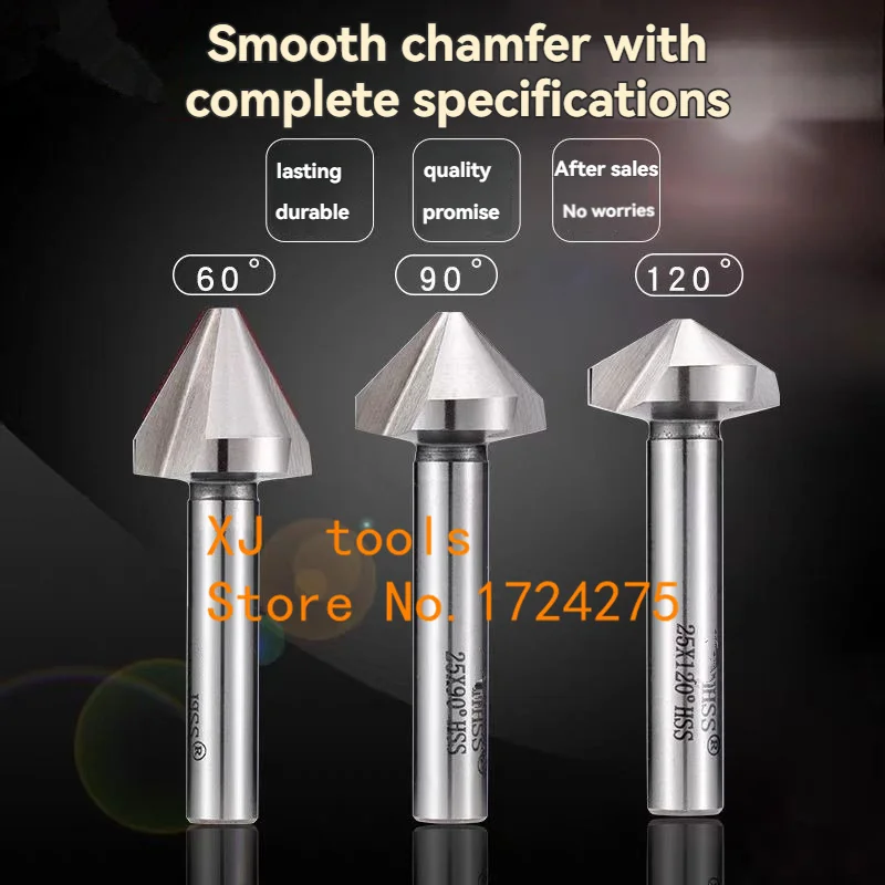 6,3 mm-50 mm 120/60 gradi/90 gradi 1 flauto/3 flauto HSS smussatura smussatura fresa punta (8,3/16,5/20,5/25/30/35/40/50 mm)