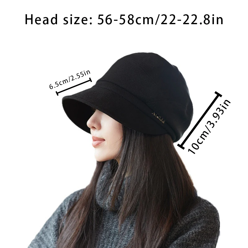 Autumn and winter new women\'s hats Advanced sense of octagonal hat thickened newsboy cap padded warm brim beret