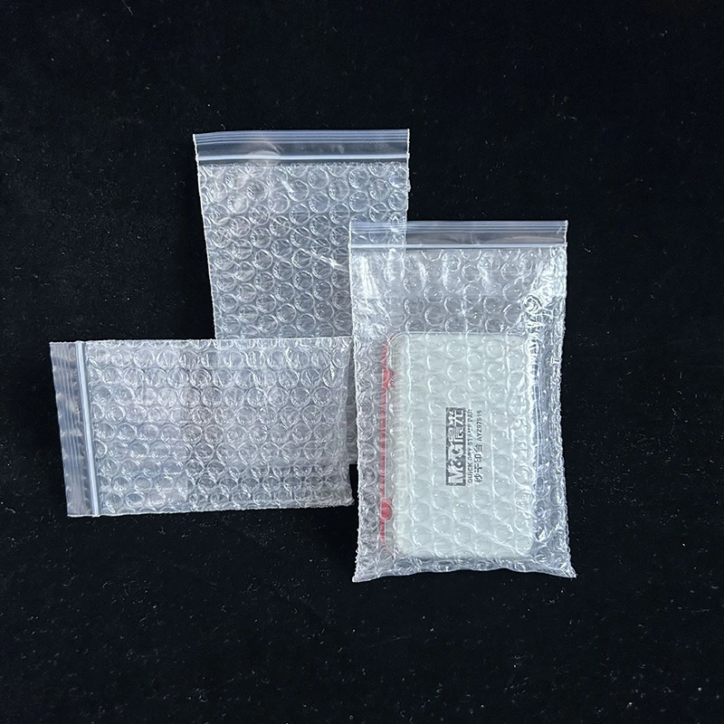 100Pcs Transparent Double Sided Thicken Bubble Bag Bone Zip Lock Packaging Sealing Express Delivery Transportation Plastic Bags