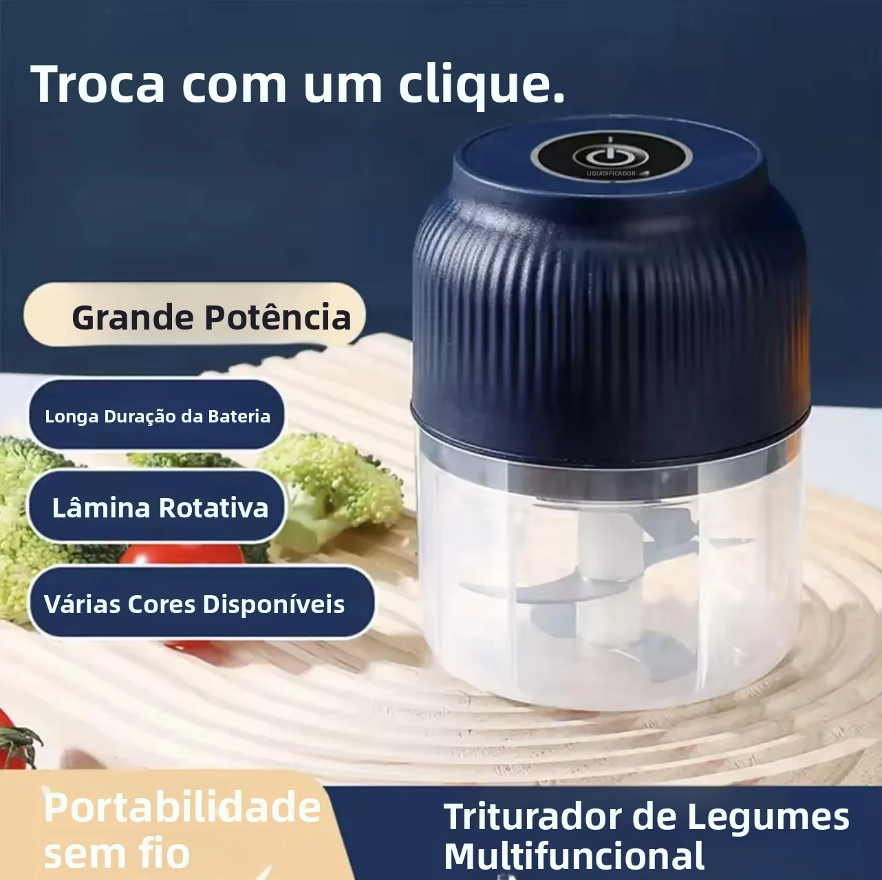 Mini Triturador Elétrico de Alho Sem Fio, Recarregável via USB, Picador de Vegetais, Triturador de Alho, Utensílios de Cozinha Novos