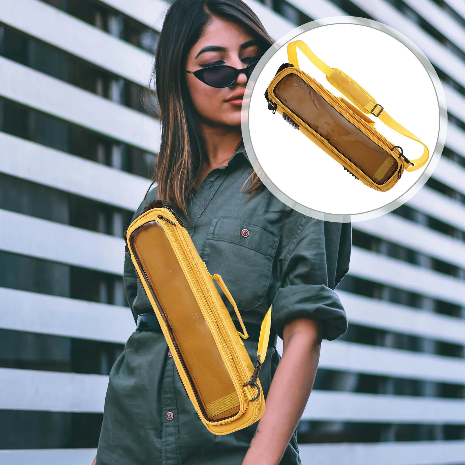 

Instrument Bag Flute Crossbody Case Hard Shell Harmonica Recorder Holder Storage