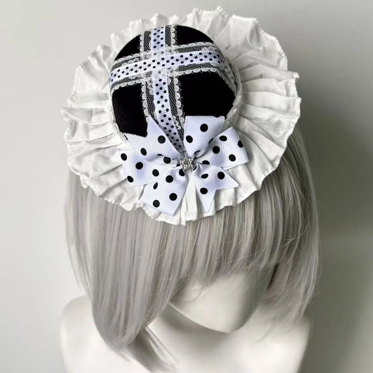 Polka Dot Bowknot Y2K Women's Mini Top Hat Hair Clip Japanese Sweet Anime Cute Hair Ornament Lolita Jk New Style Hair Accessory 4