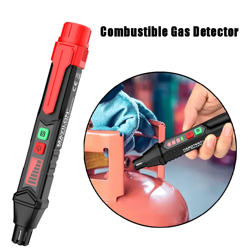 HT60 Gas Leak Detector 0-1000PPM Sound & Screen Alarm Combustible Flammable Natural Methane Mini Gas Detector